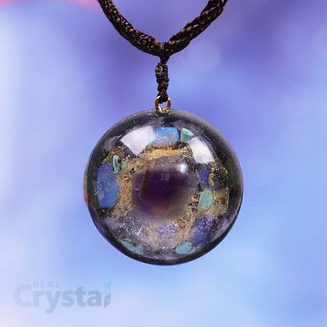 Energy Amethyst Meditation Crystals Orgonite Necklace Healthy Planet Emf Protection Orgone Pendant Necklace